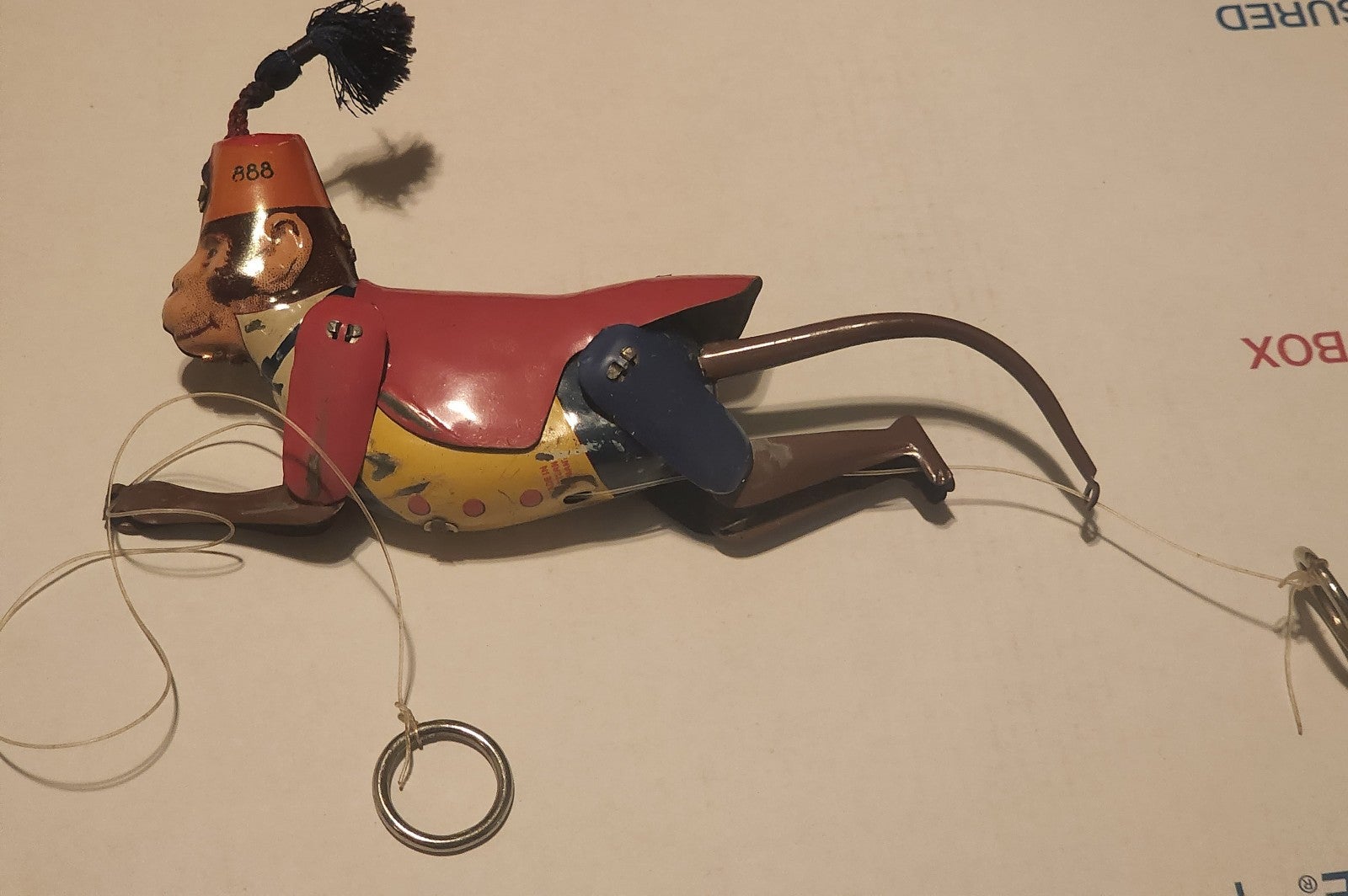 Vintage Mechanical TOM 888 Litho Climbing Monkey Tin Toy, Germany