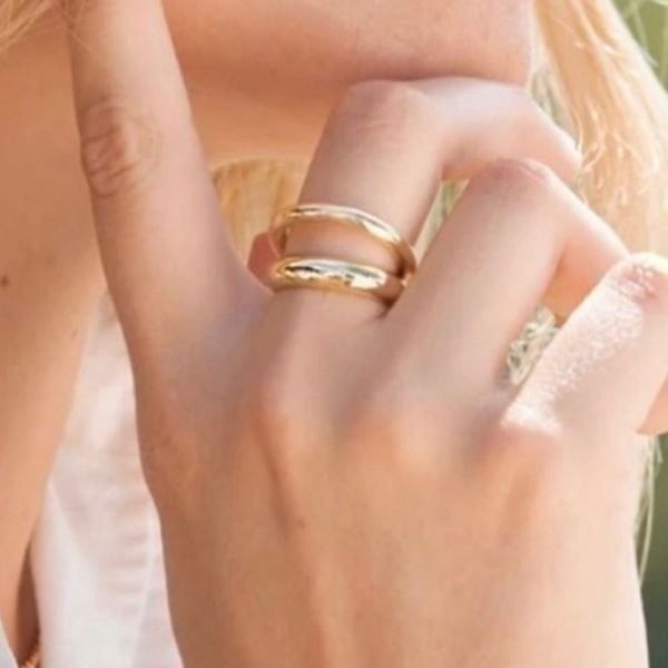 NWT Loren Stewart X Curateur Women’s 14k Gold Plated Deux Open Band Ring. Size 7