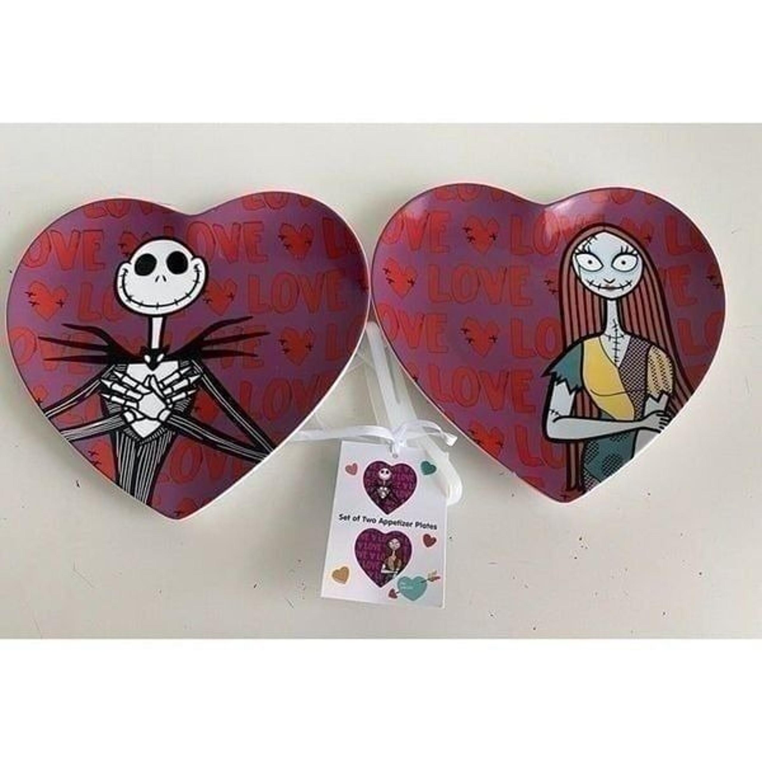 Set Of 2 Disney’s Nightmare Before Christmas Appetizer Plates Heart Jack Sally