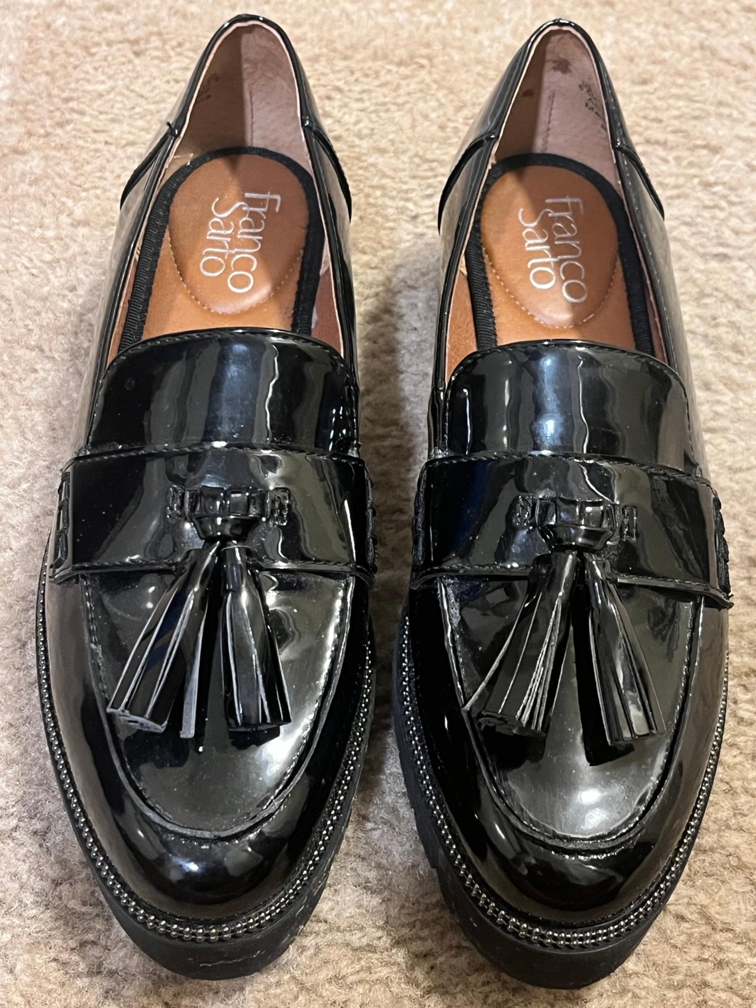 Franco Sarto  Brody Women’s Size 6.5 Black Patent Leather Shoes.