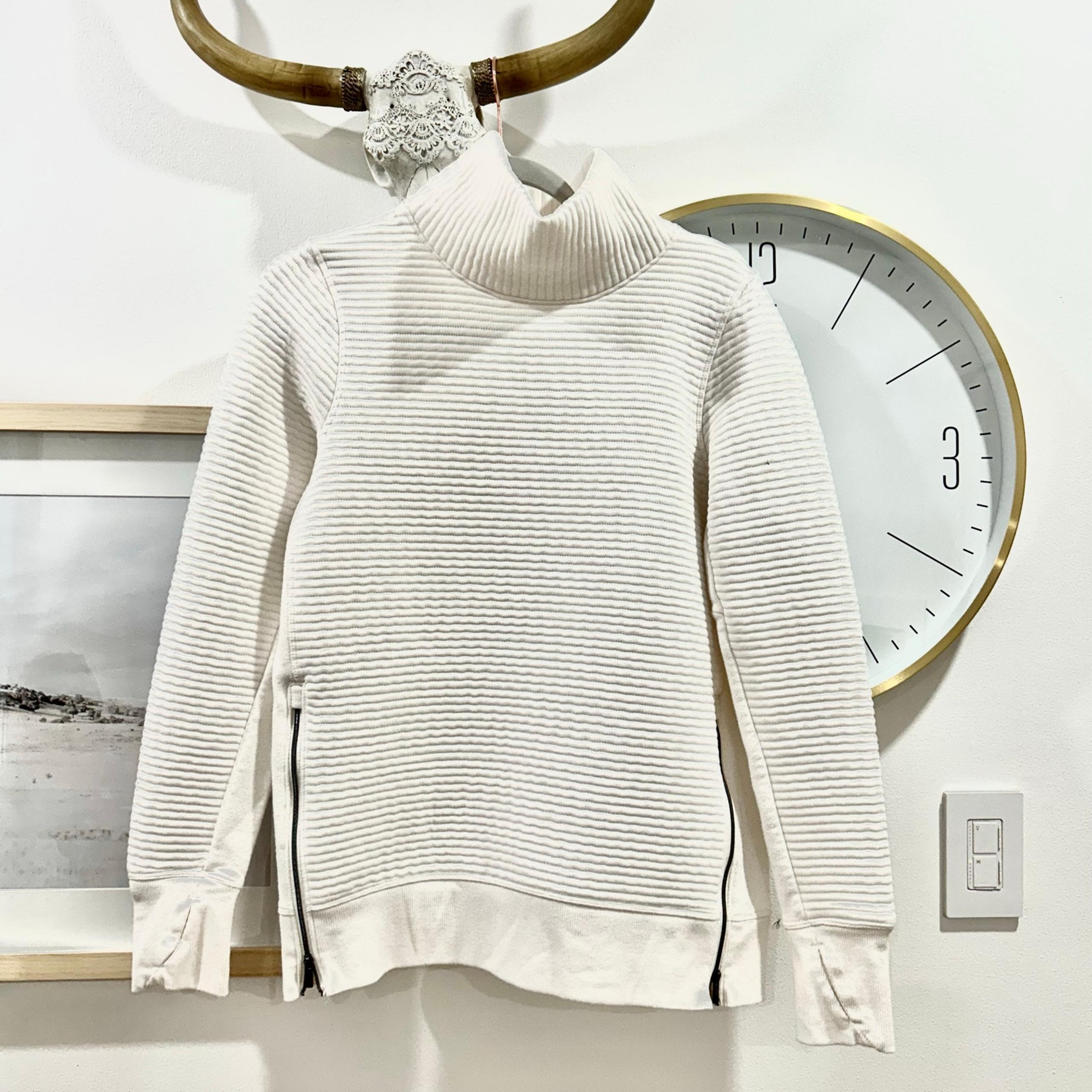 Target White Cowl Neck Sweater with Ribbed Texture -S