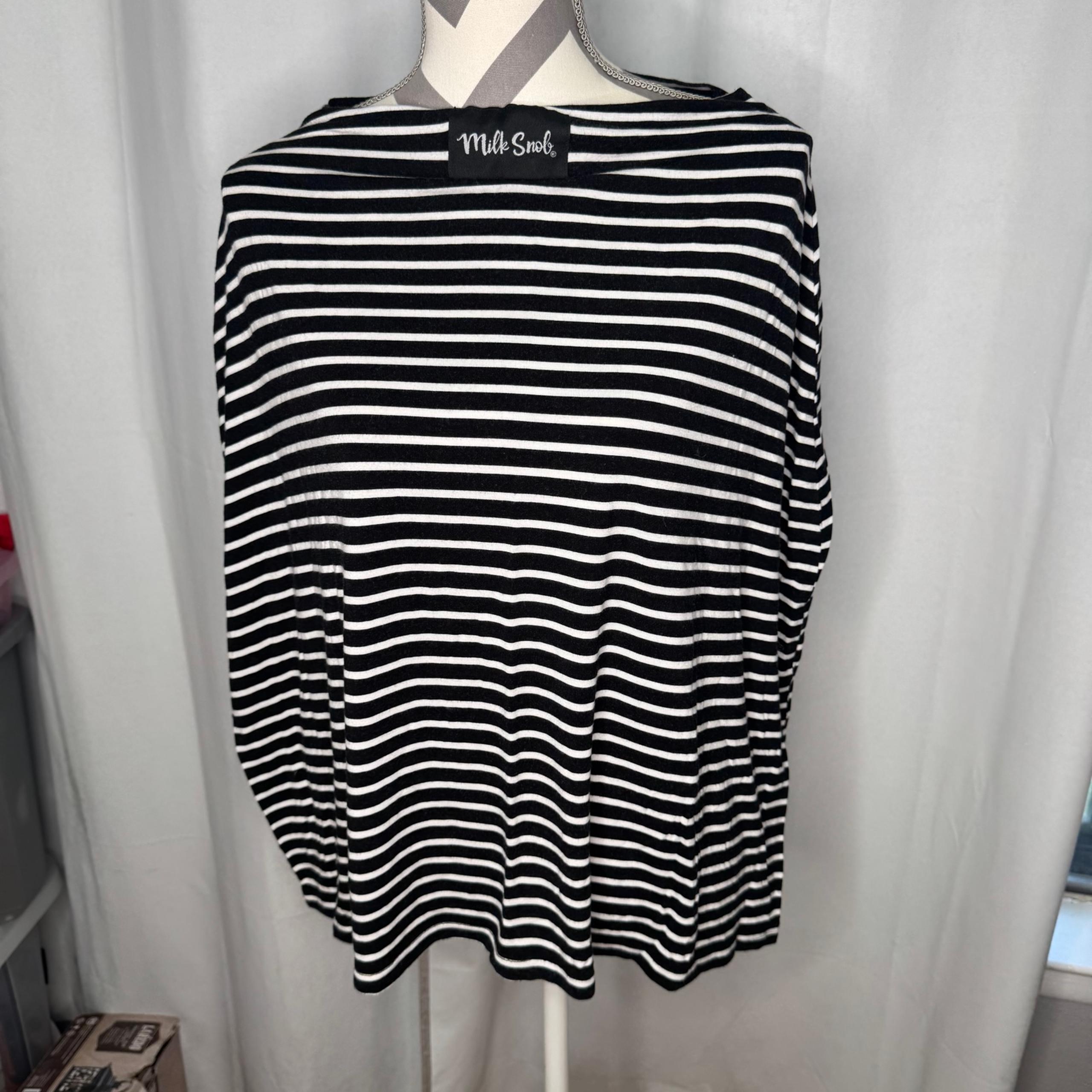 Milk snob nursing cover / baby car seat canopy - black & white stripe