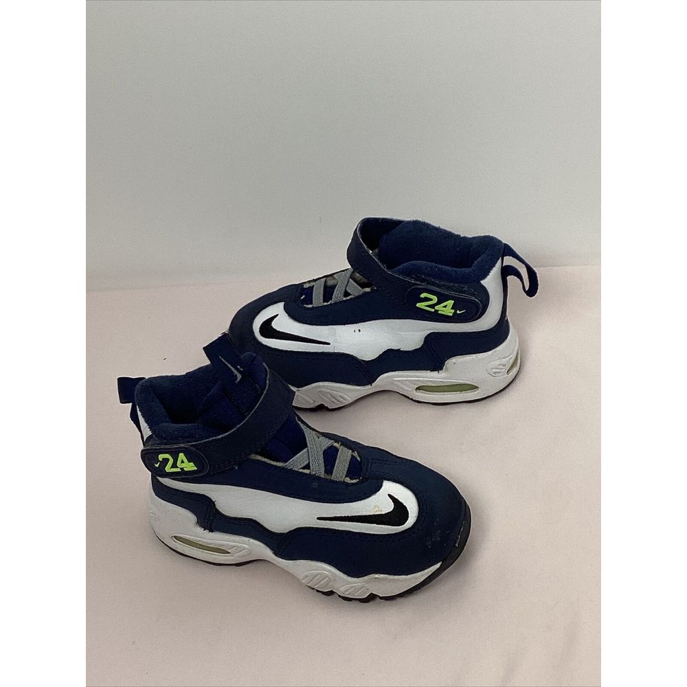Nike Air Griffey Max 1 Navy Blue & White With Yellow 24/Swoosh Toddler Size 7c