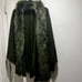 Olive green Wool poncho Cape Coat with faux fur