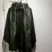 Olive green Wool poncho Cape Coat with faux fur