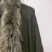 Olive green Wool poncho Cape Coat with faux fur