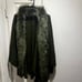 Olive green Wool poncho Cape Coat with faux fur