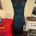 Vintage Y2K Halter Prom Dress Sheer Glitter Black Blue Womens Large Fairycore