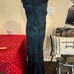 Vintage Y2K Halter Prom Dress Sheer Glitter Black Blue Womens Large Fairycore