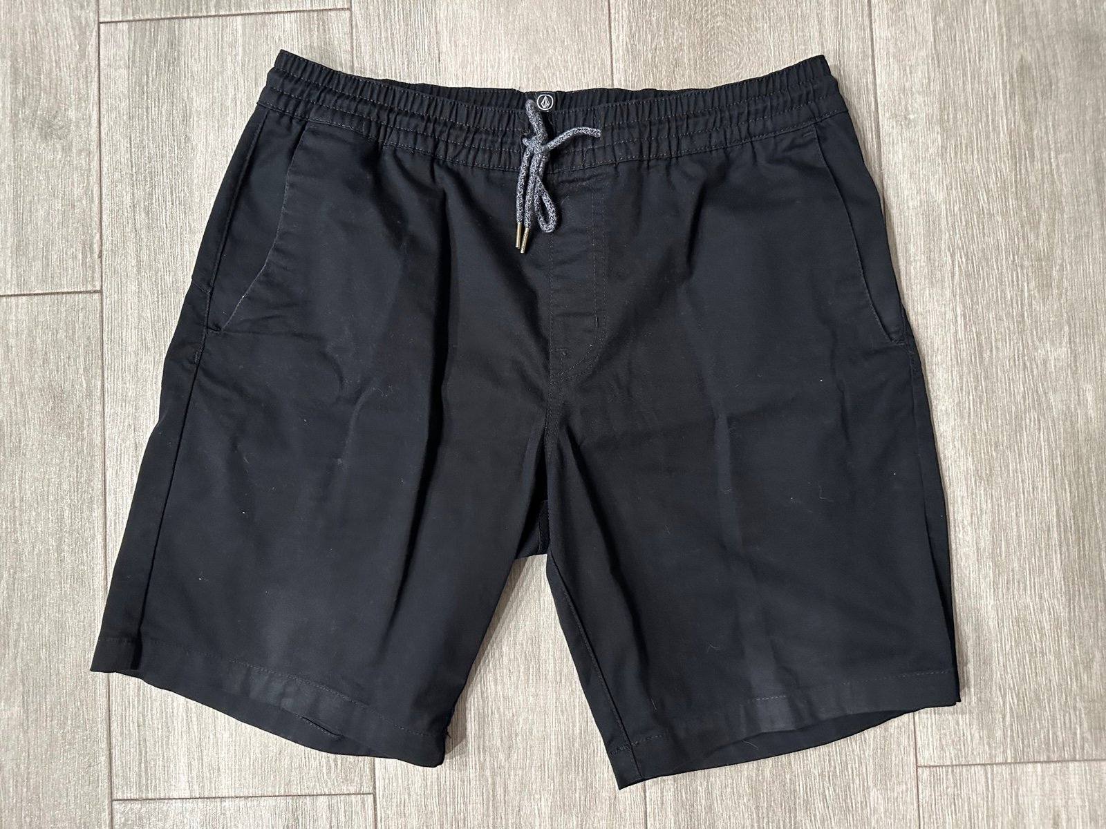 Men's Volcom Frickin Elastic Waist 19 Chino Shorts Black A1022003 L Large