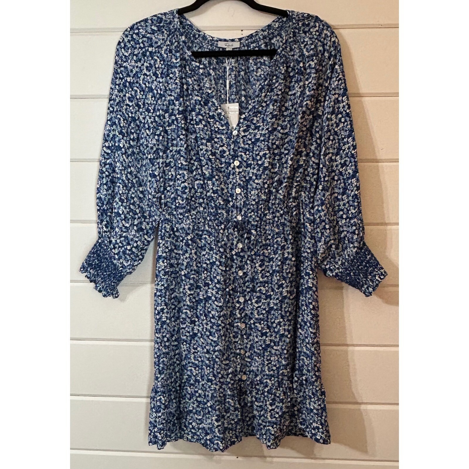 Rails NWT M Eliza Mini Dress in Ice Chrysanthemum Floral Pullover 3/4 Sleeve