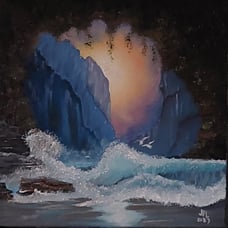 12 x 12 oil painting 'WELCOME WAVE'