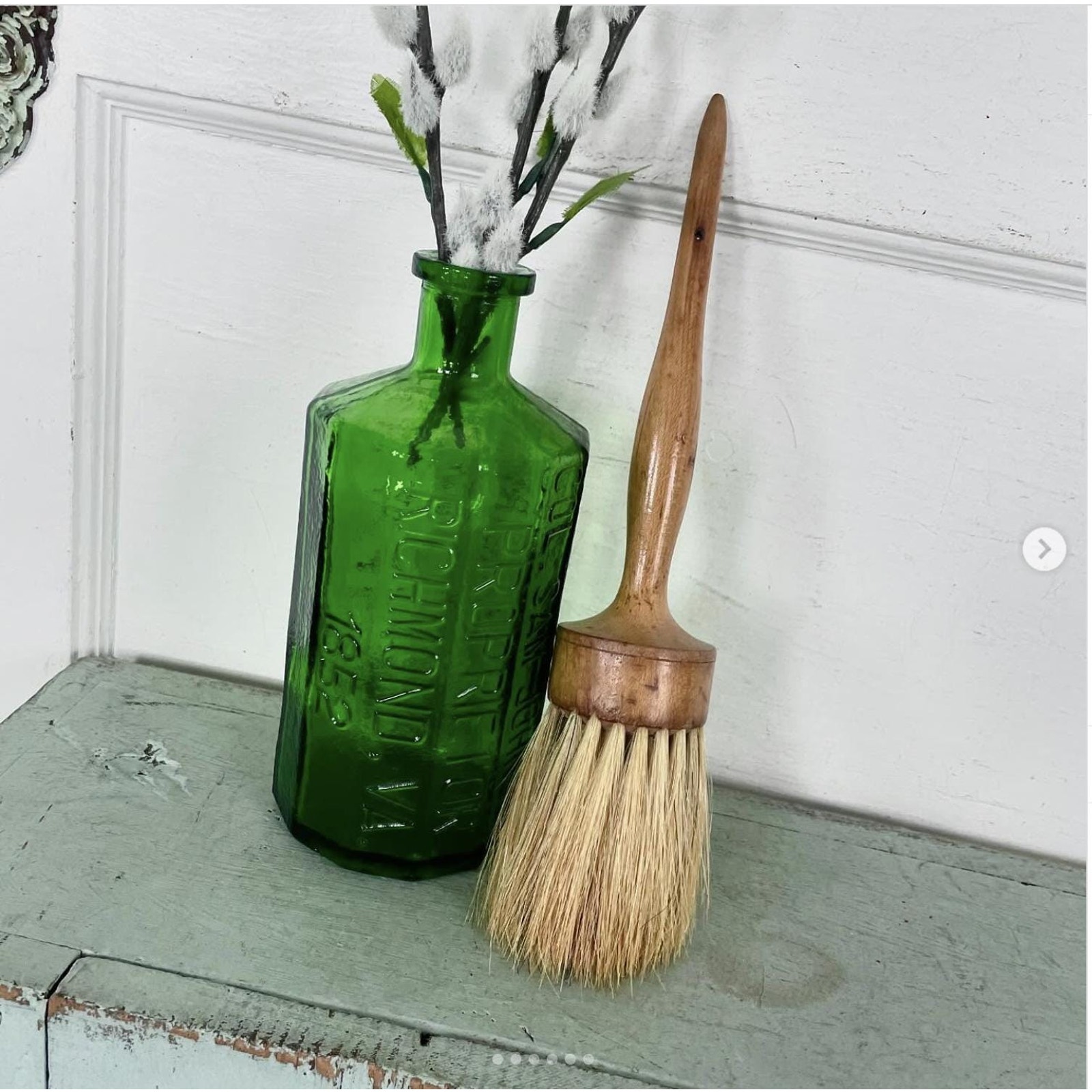 Vintage Brush Round Paint Wallpaper Paintbrush Bristles Wood Farmhouse