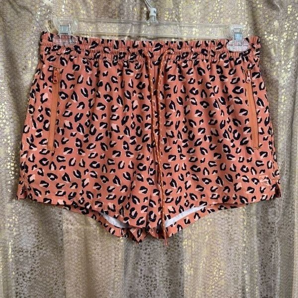 Billabong Adventure Division Orange Black Cheetah Print Active Shorts Large NWT