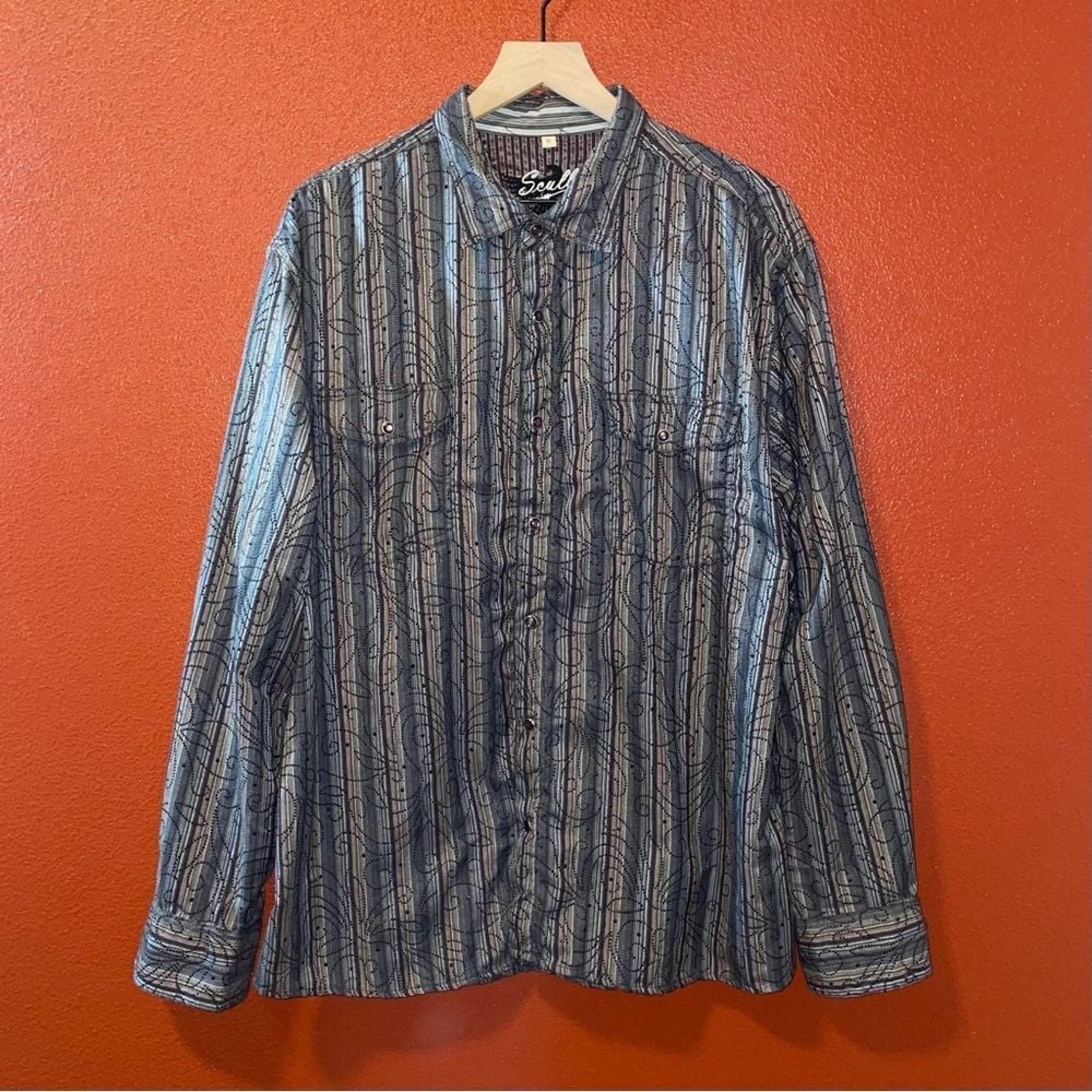 Scully Men's Rockabilly Raised Paisley Long Sleeve Pearl Snap Western Shirt