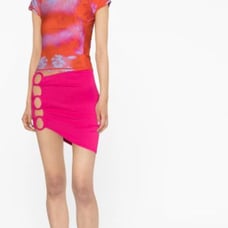 New Alexandra Miro Cutout Detail Ribbed Pink Skirt