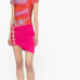 New Alexandra Miro Cutout Detail Ribbed Pink Skirt