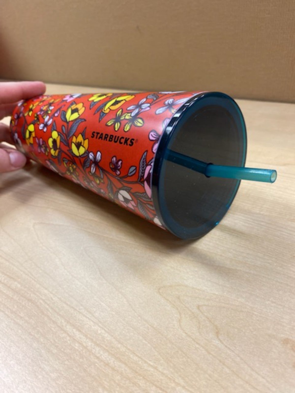 24 oz RARE Starbucks floral metal tumbler