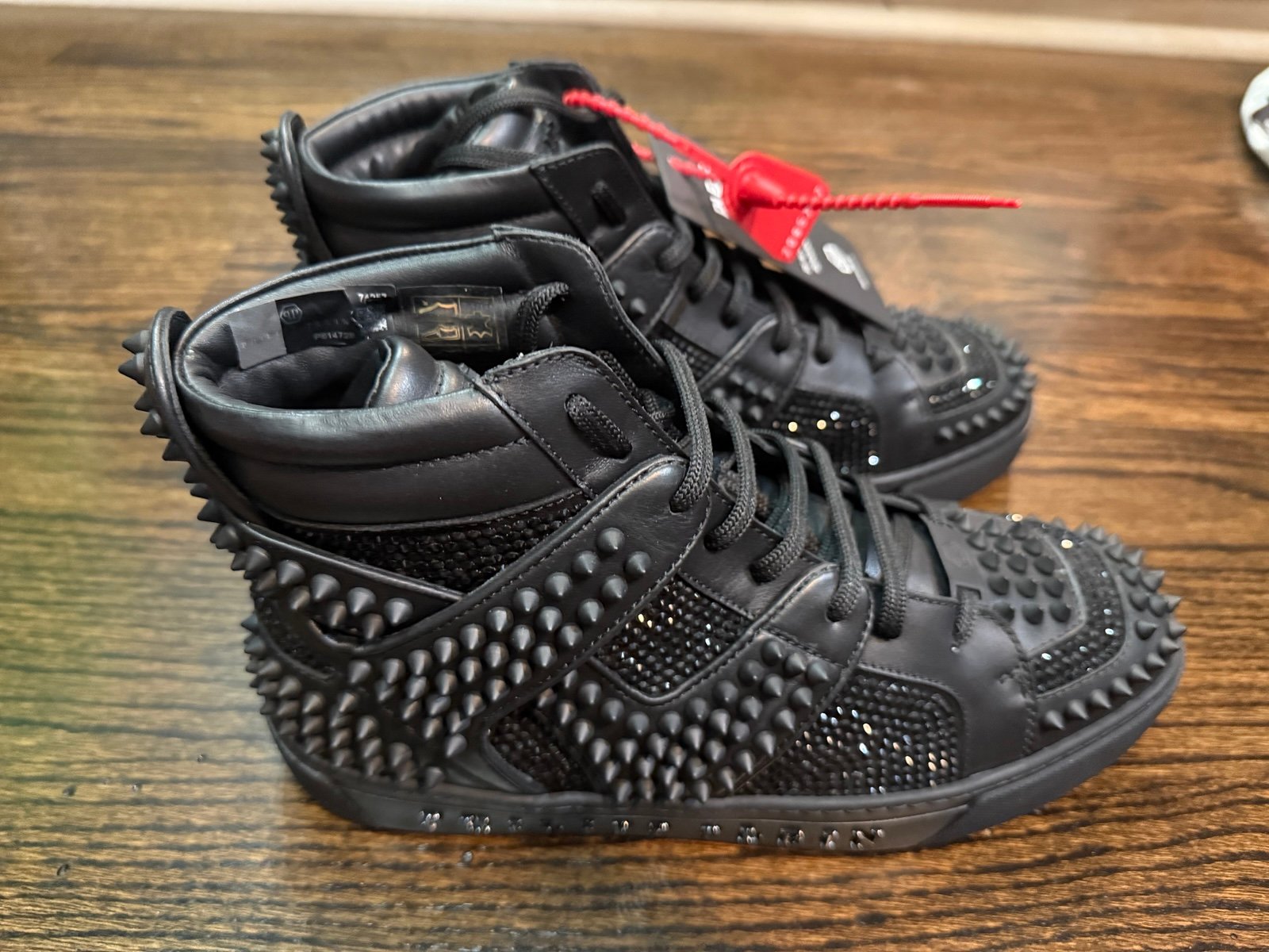 Philipp Plein Black Studded/Piked Sneakers, size 43