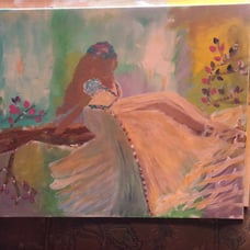 Lady on a Tree Canvas Painting 16X20