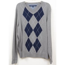 Tommy Hilfiger Men's 100% Cotton Argyle V-neck Sweater Size Large