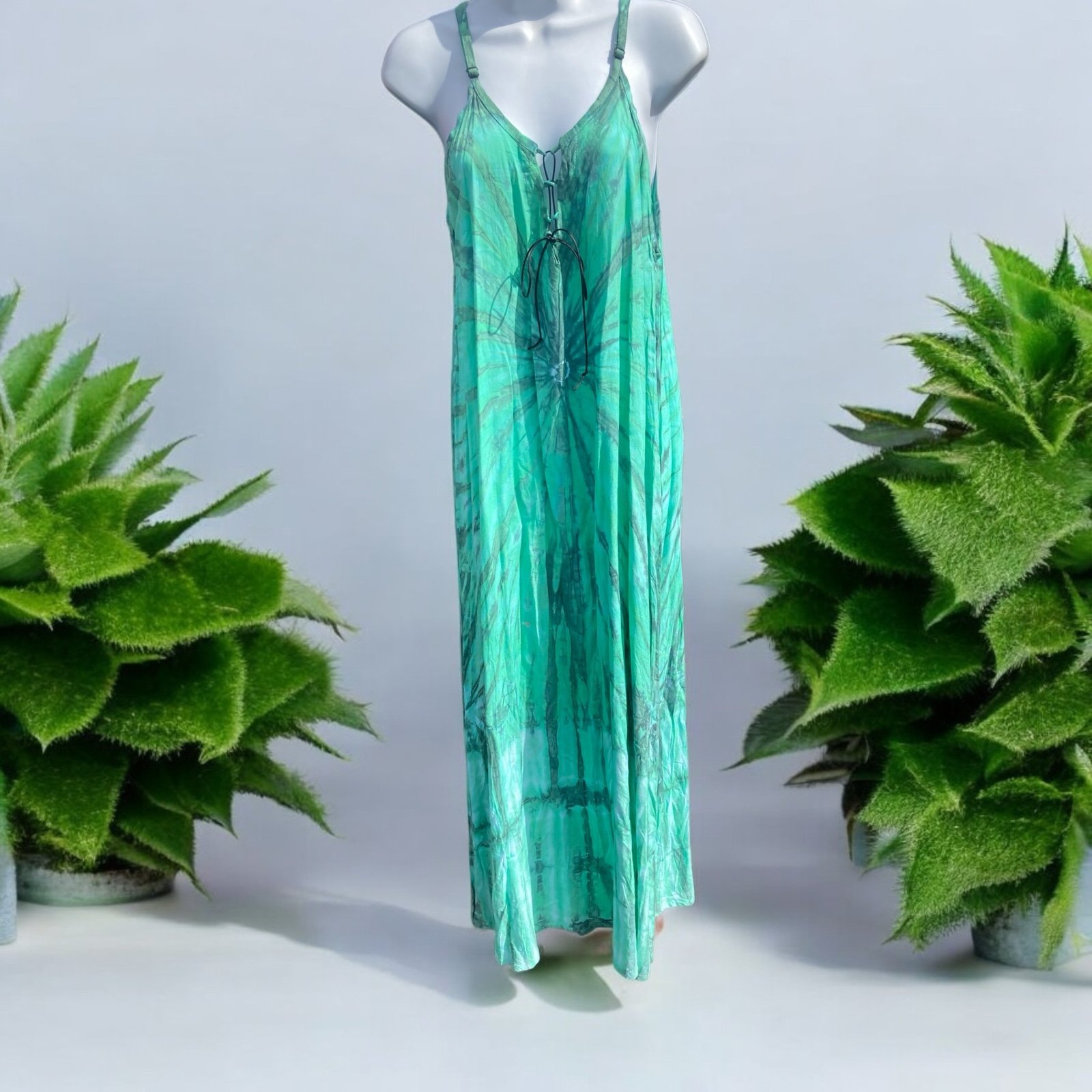 Tie front maxi plus size adjustable straps
