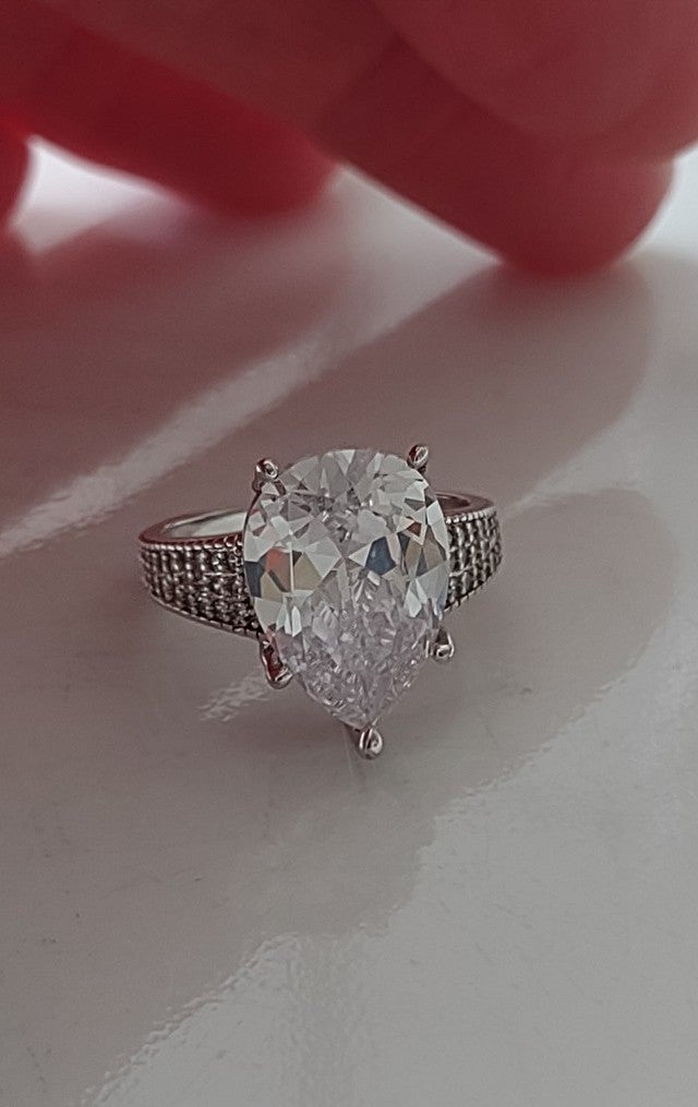 Size 5 engagement ring 5 carat white topaz 925 Sterling