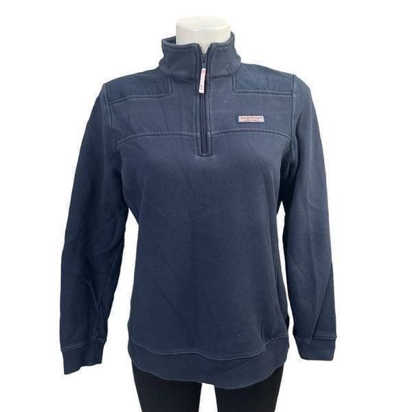 Vineyard Vines Navy Blue 1/4 Zip Sweater Crew Neck Women’s Medium Logo