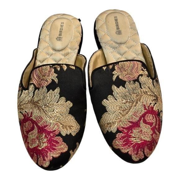 Birdies Phoebe Mules Jacquard Floral Brocade Slipper Mules Size 7
