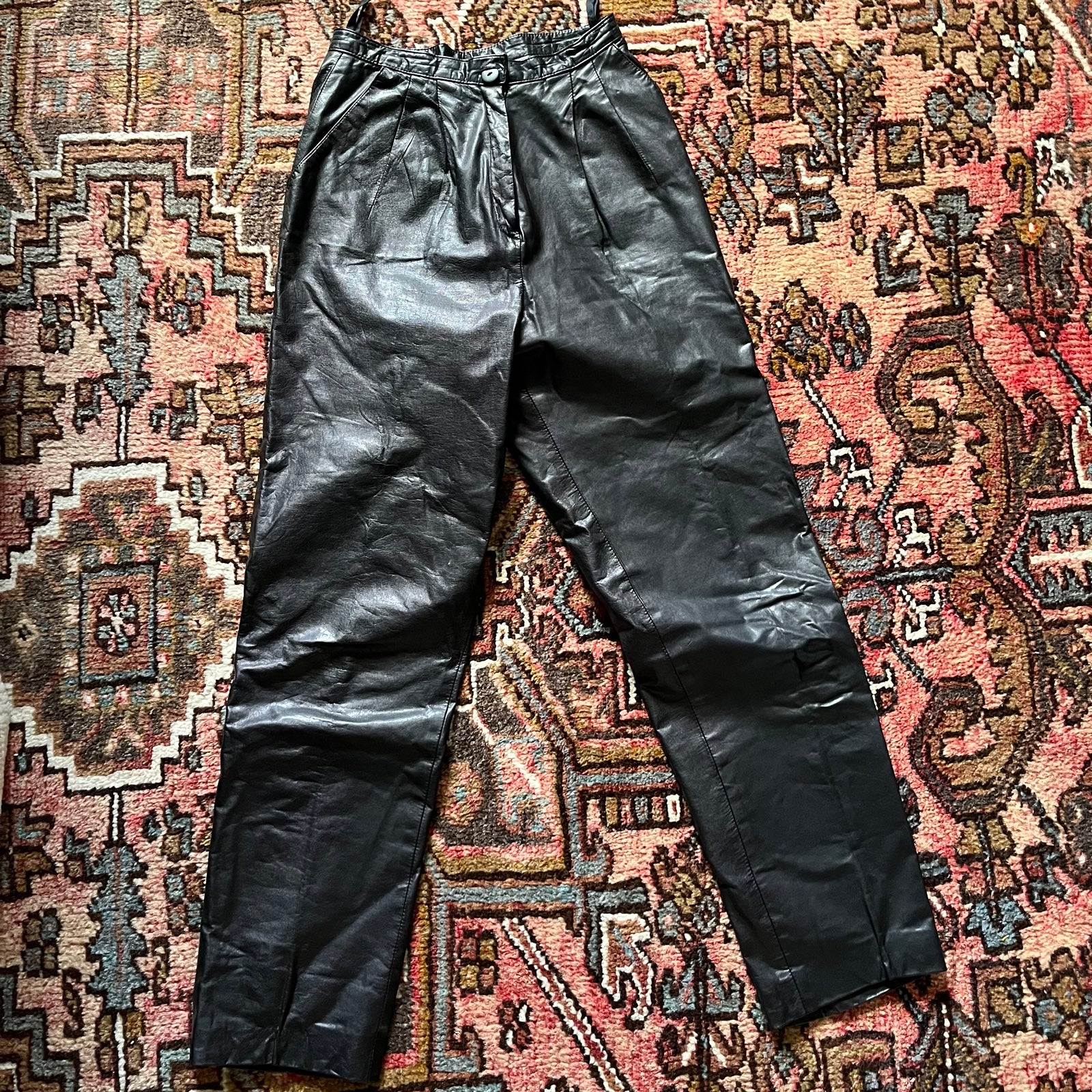 Vintage pleated high waisted leather pants bill atkinson size 6