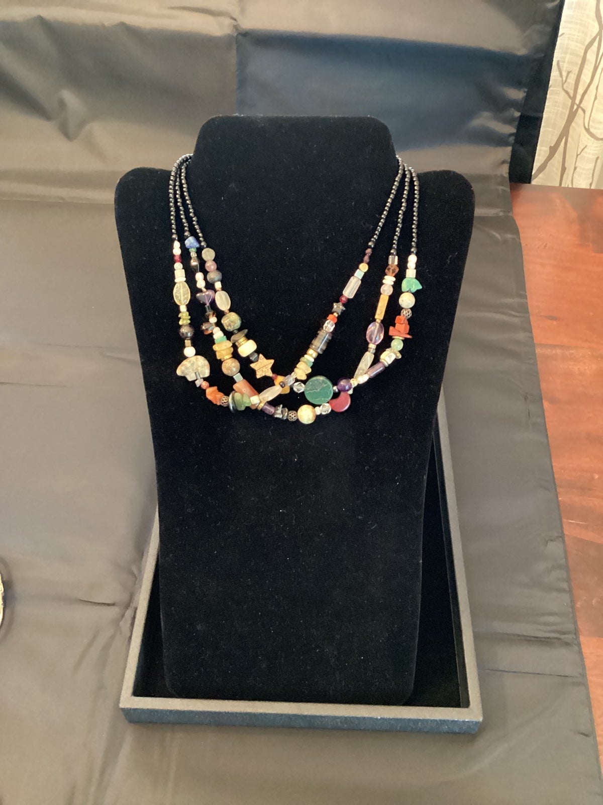 Necklace Multicolored Gemstones with a sterling silver clasp