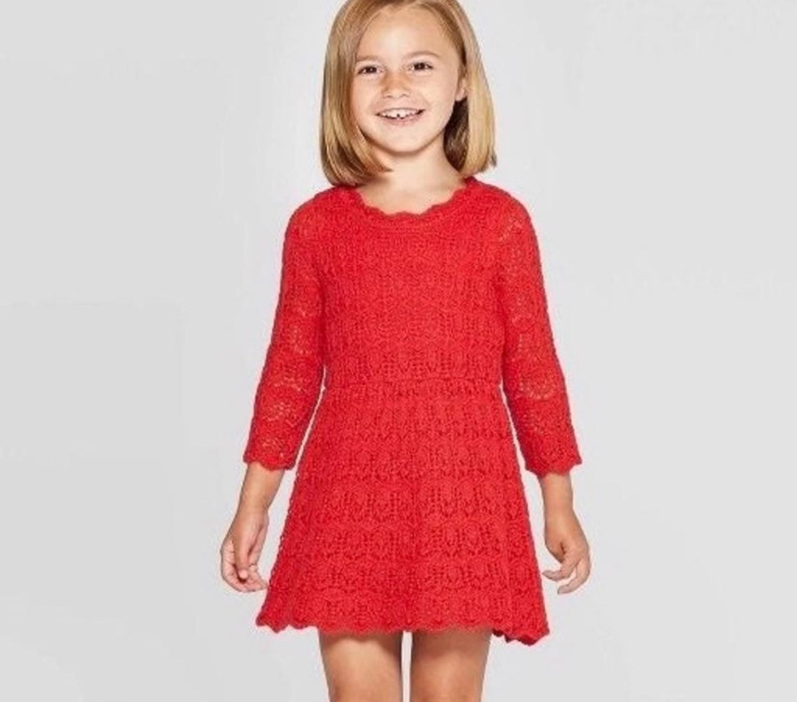 NWT Toddler Girls' Crochet Dress Red 2T