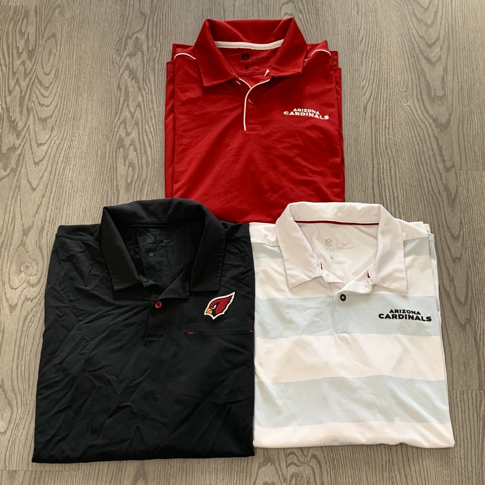 Nike Arizona Cardinals Lot of 3 NFL On Field Dri-Fit PerformancePolo Shirts LRG