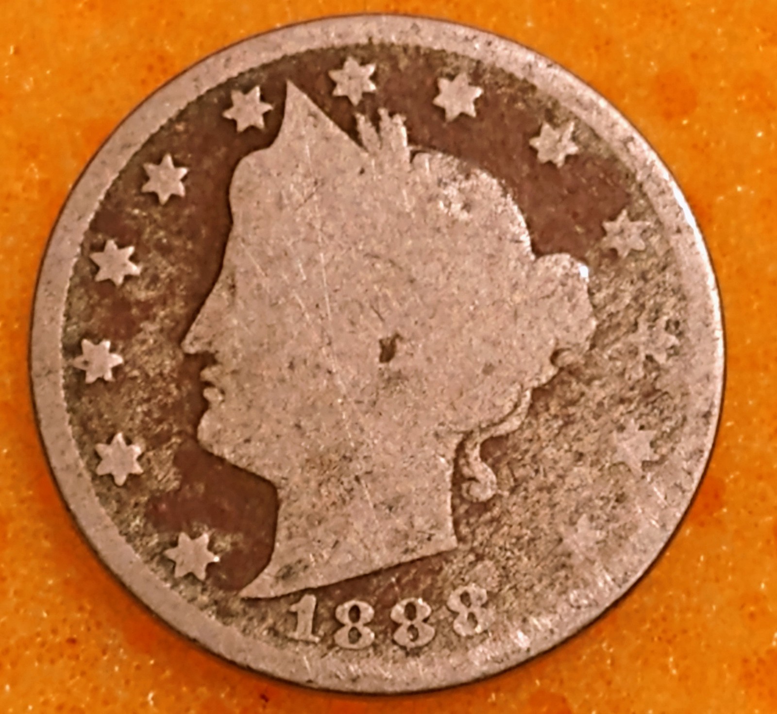 RARE 1888 Lady Liberty V Nickel not best condition but Scarce Tough date