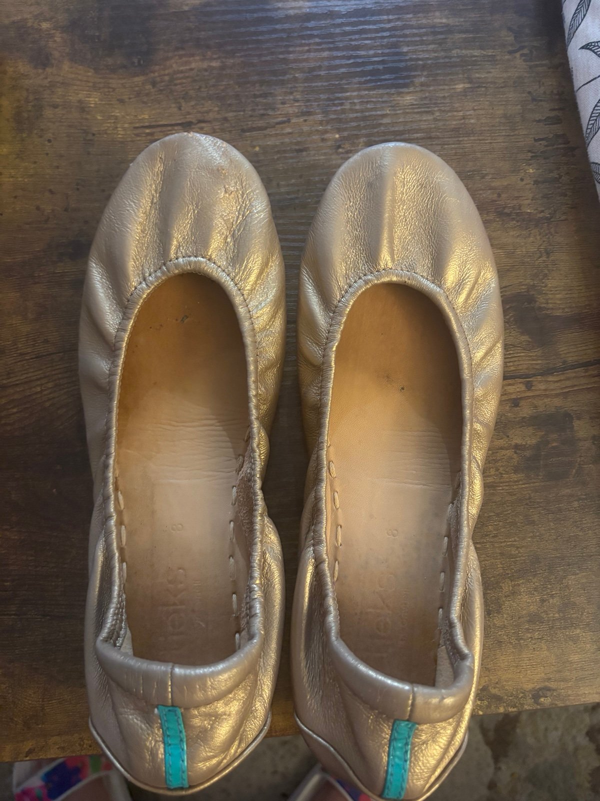 Tieks metallic gold flats