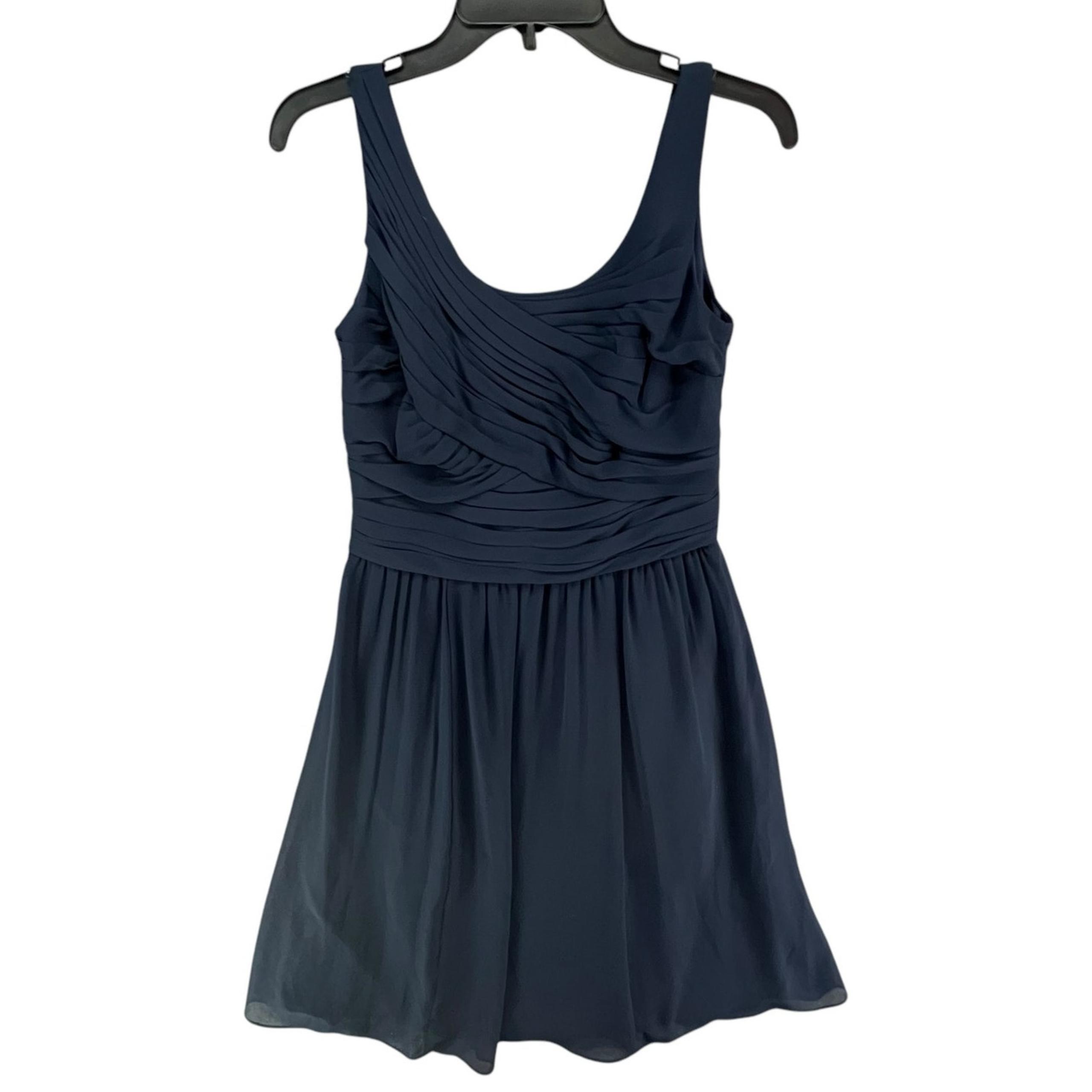 Lauren Ralph Lauren Evening Dress Womens 4 Navy Blue Ruched Sleeveless Coquette