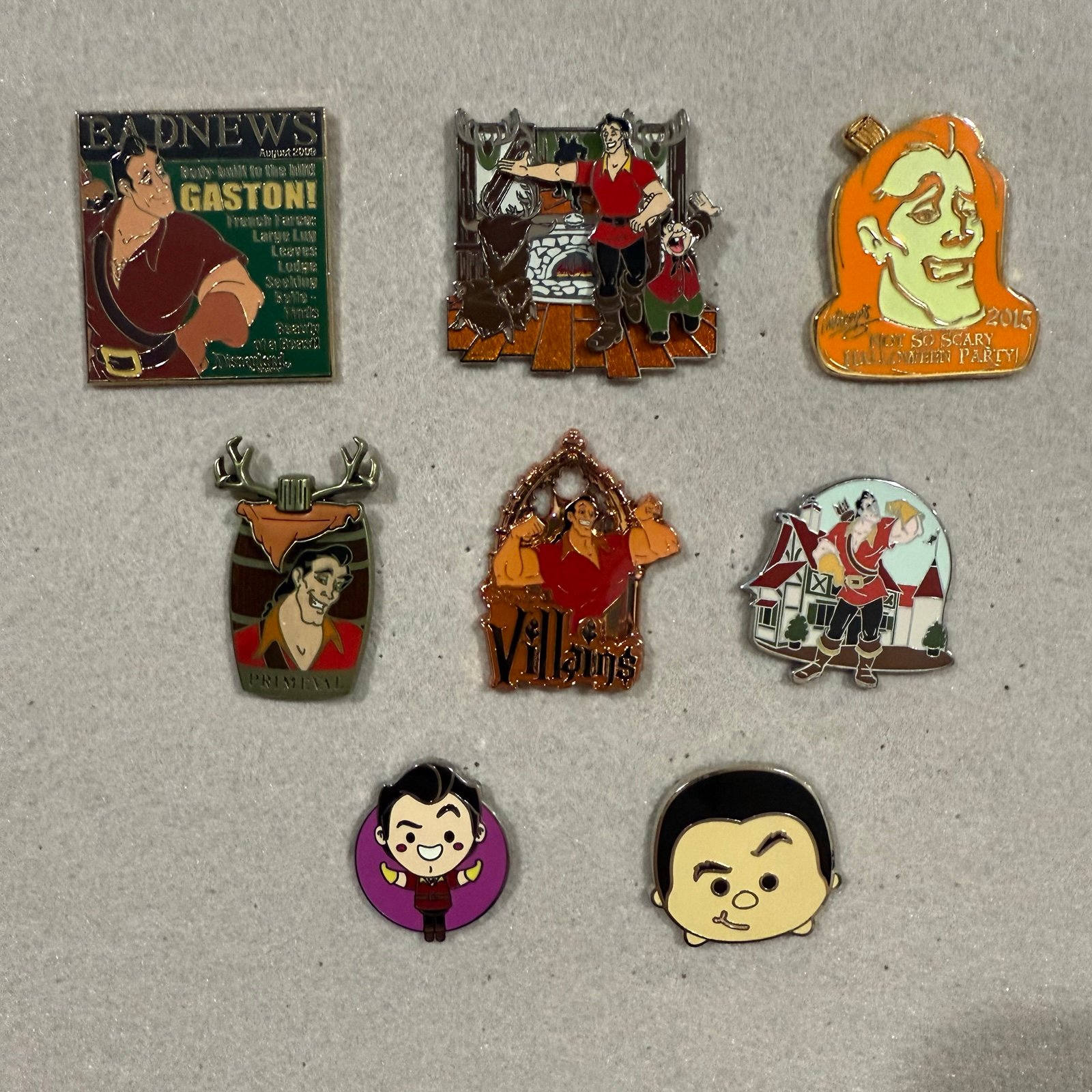 Gaston Disney Parks Pin - Lot of 8 Pins