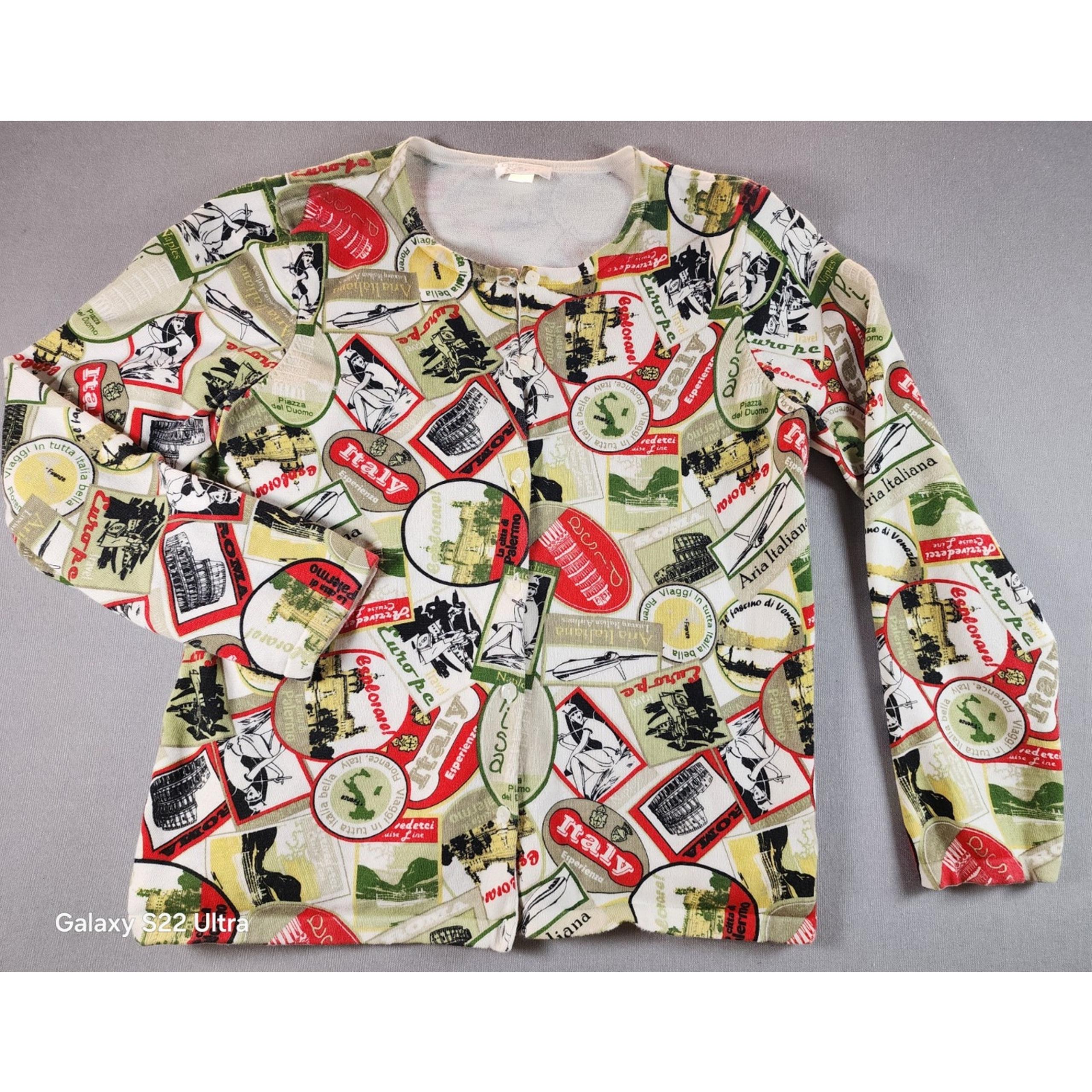 Vtg Womens Sweater/Top Combo XL AOP Italy Europe Travel Christopher & Banks READ