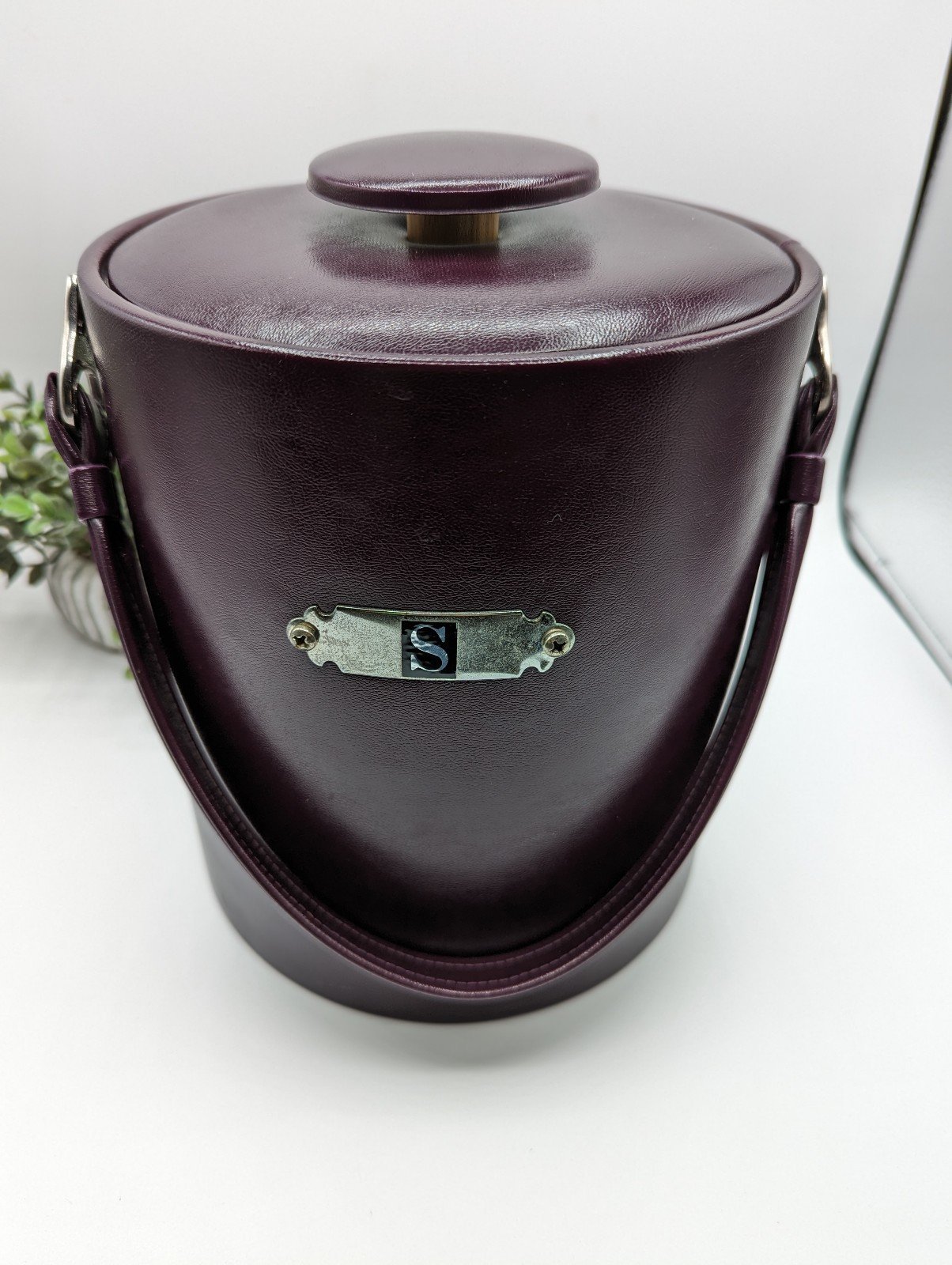Vintage Georges Briard Burgundy Ice Bucket