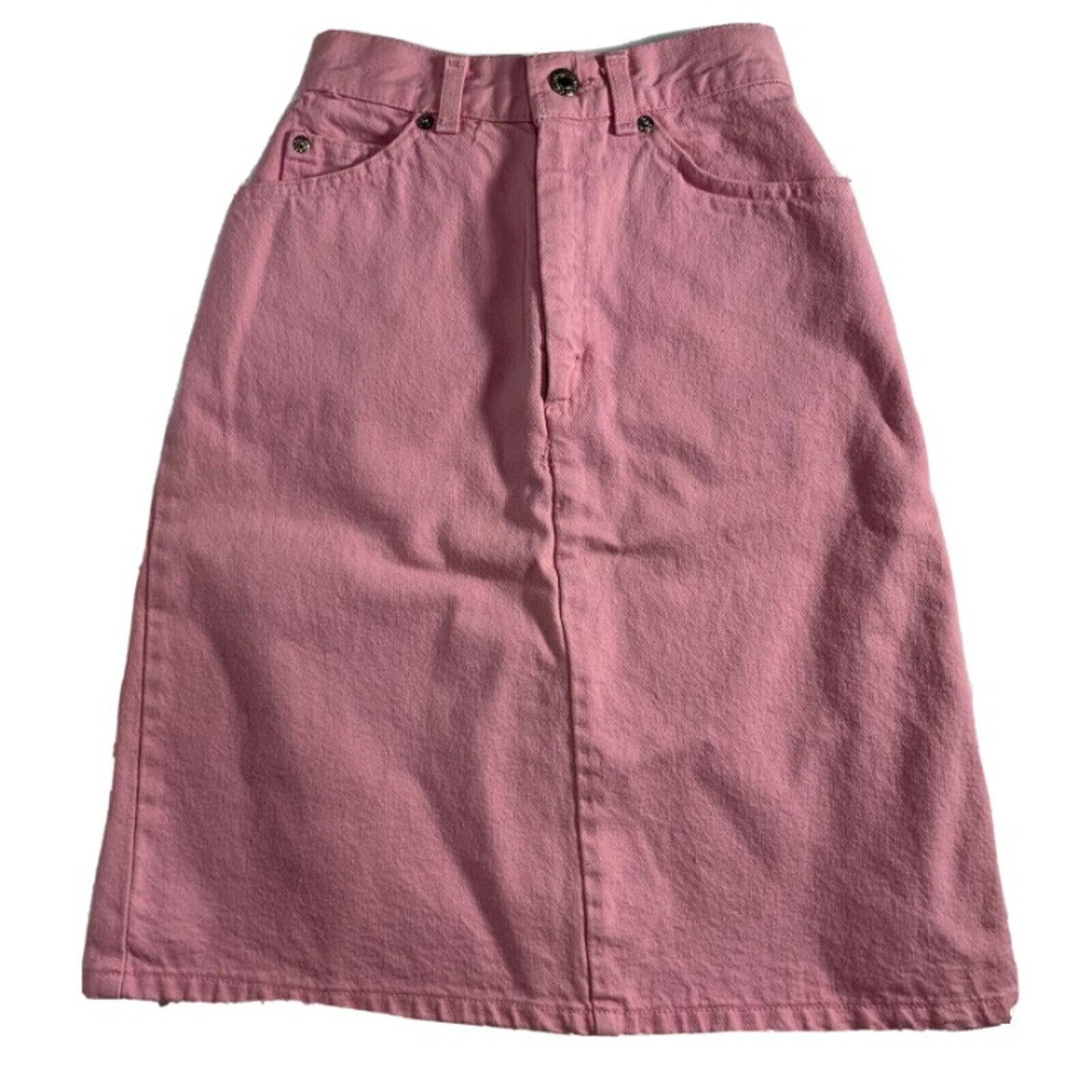 Vtg Levi's Pink Denim Hi Waist Skirt 3