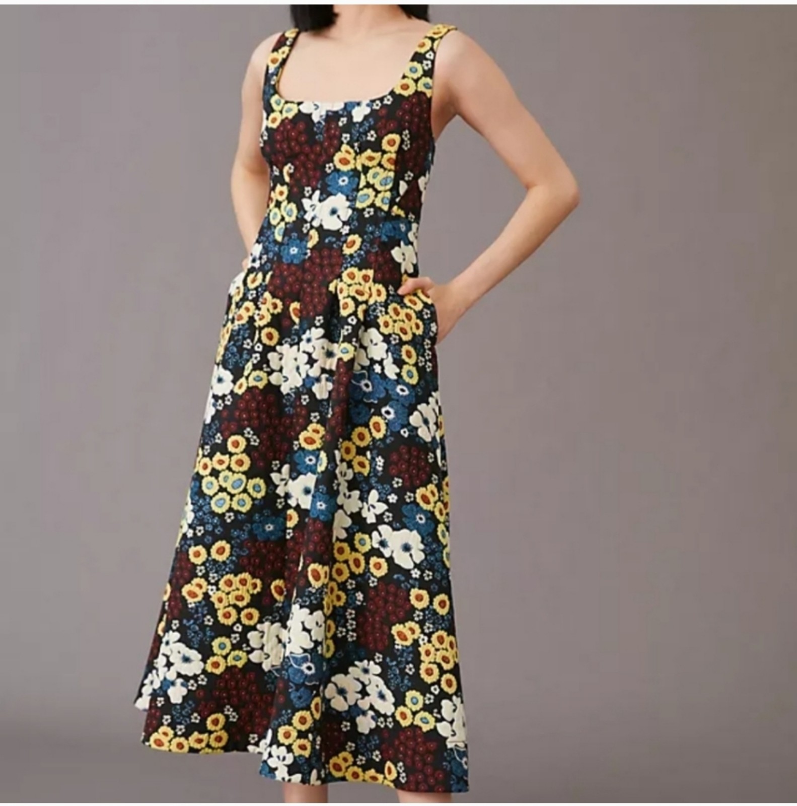 NWT Anthropologie Maeve Marigold Midi Dress, Size 2.