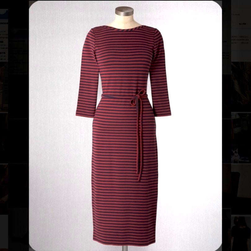 Boden Red Stripe Below Knee Pencil Dress