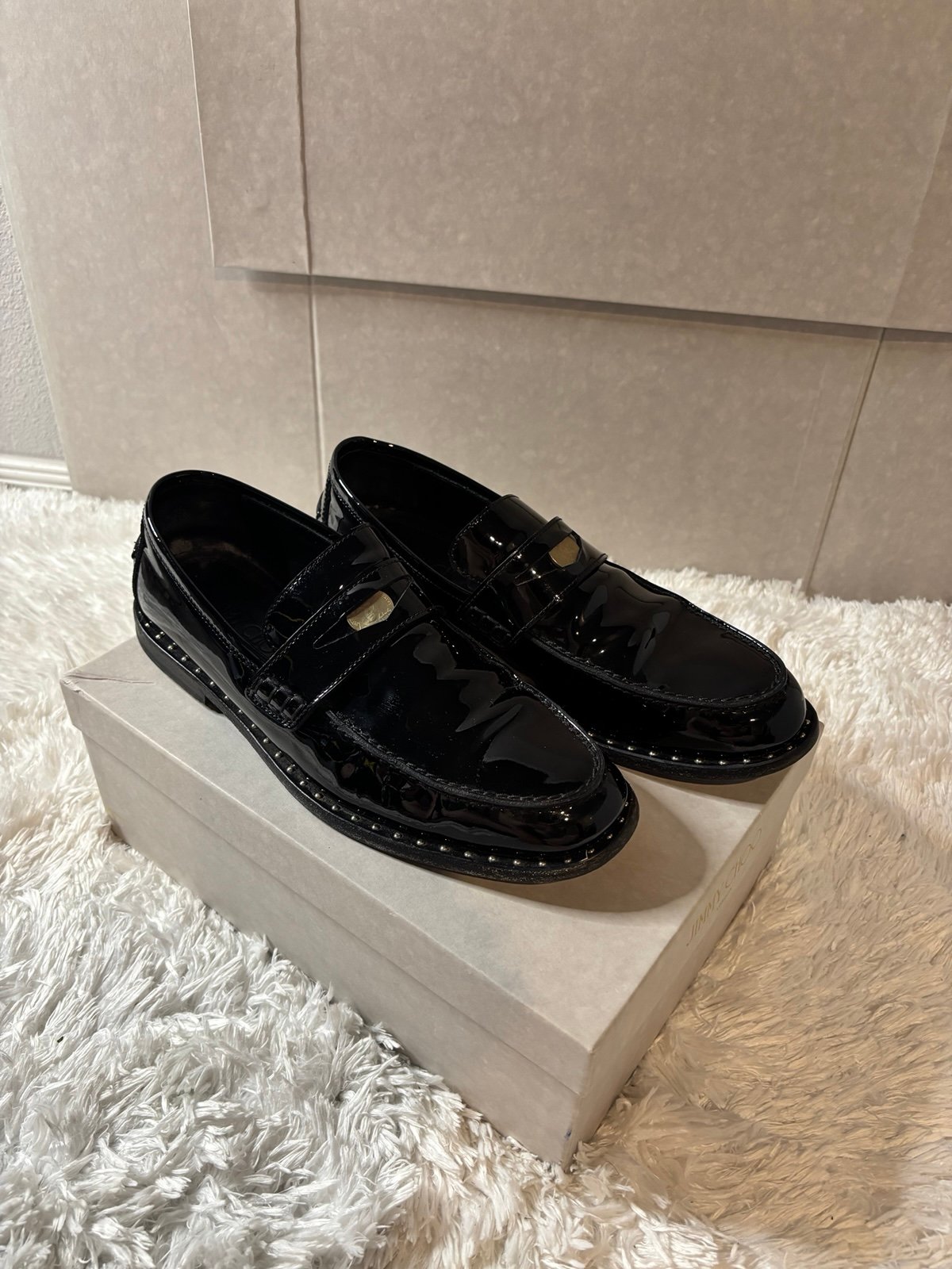 Jimmy Choo Darbly Black Studed Penny Loafers