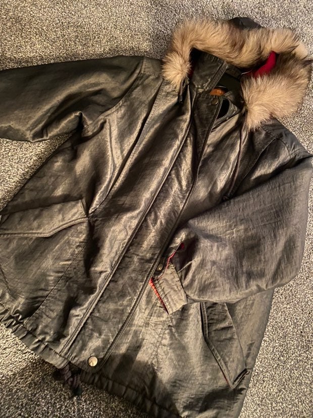 JG Hook Vintage Coat, fur hood