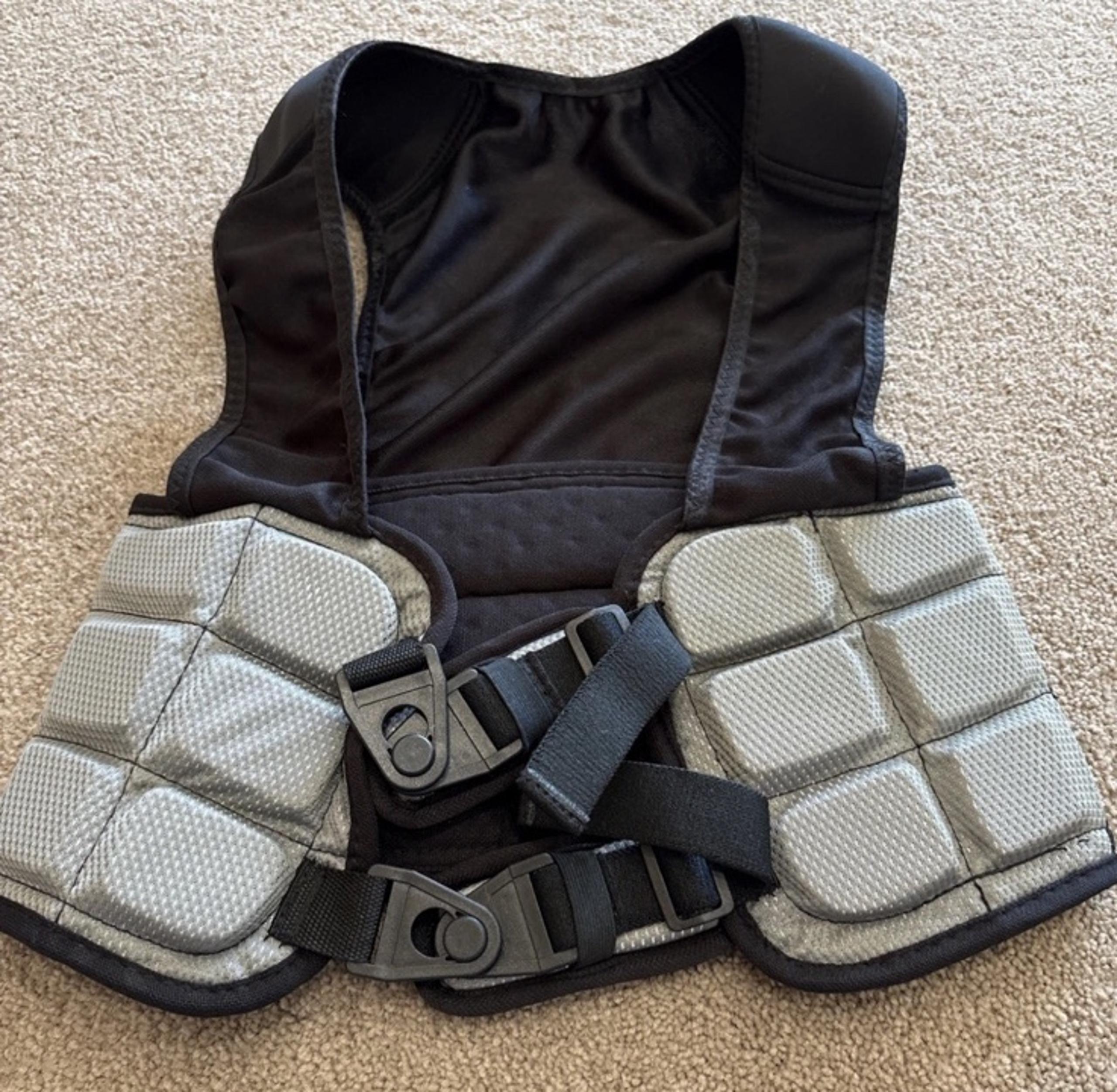 Youth Black/Gray Football Hard Shell Rib Protector w/ Back Plate~sz. L - Schutt