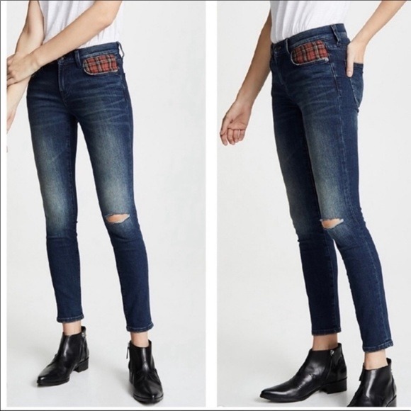 Current Elliot Stiletto Plaid Blue Jea