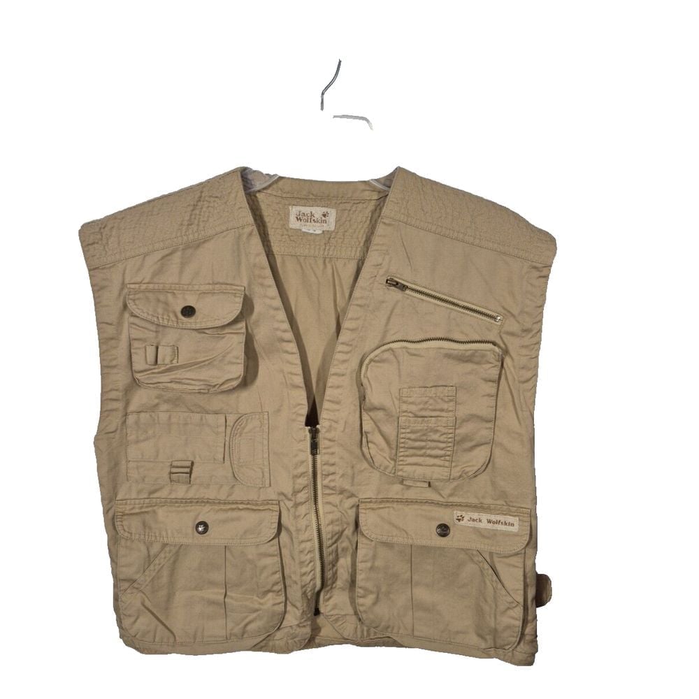 Jack Wolfskin Vest Mens 42 Brown Born to be Wild Outdoor MultiPocket Hunting VTG