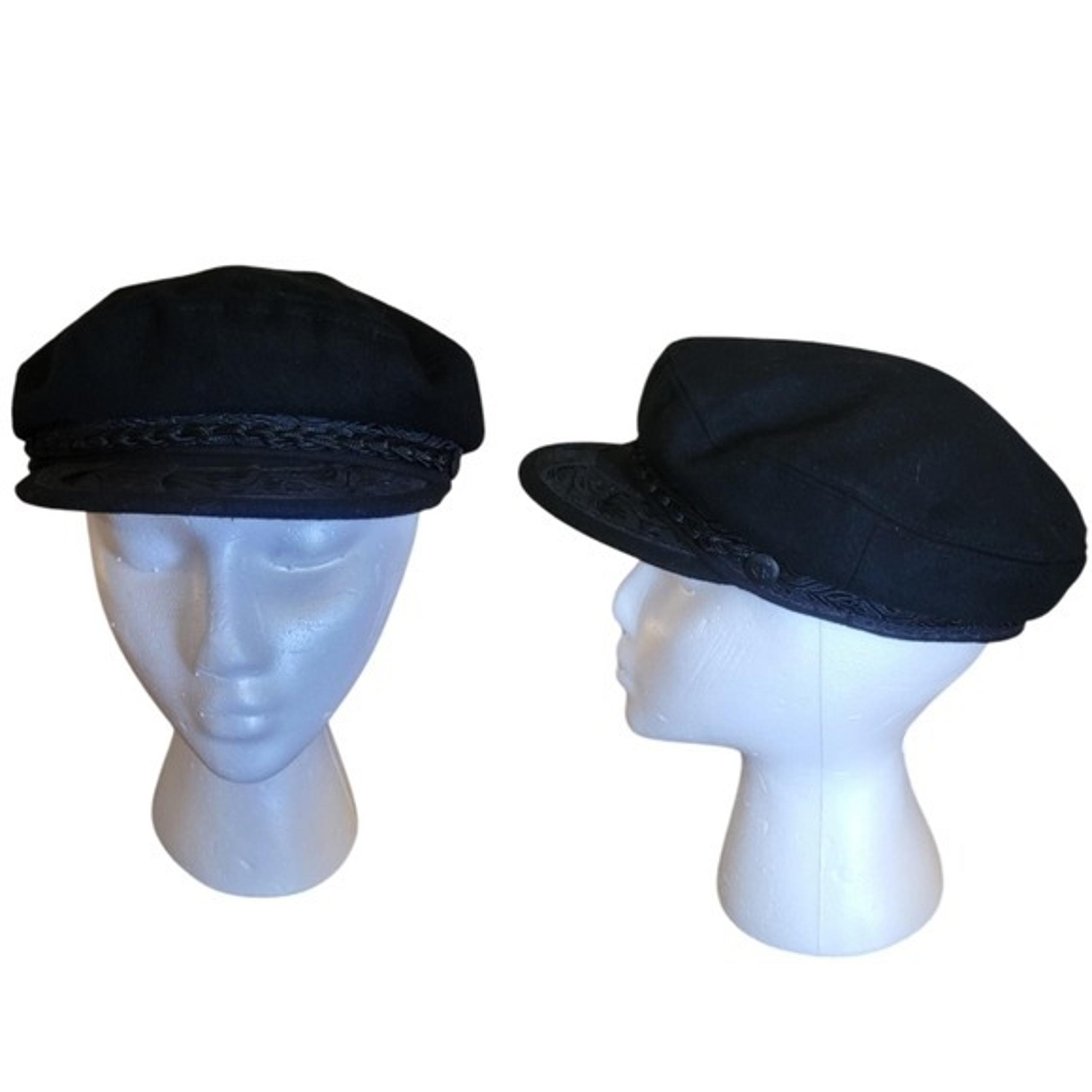 Vintage Greek Fisherman's Black Wool Hat