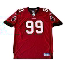 Tampa Bay Buccaneers WARREN SAPP Authentic NFL ON FIELD Red Jersey Stitched 52