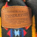 Vintage Pendleton Wool Navajo Blanket Sling Backpack Barrel Bag Leather Base USA
